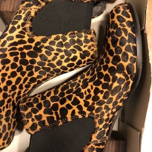 Cow Hair Leopard Print Ankle Boots